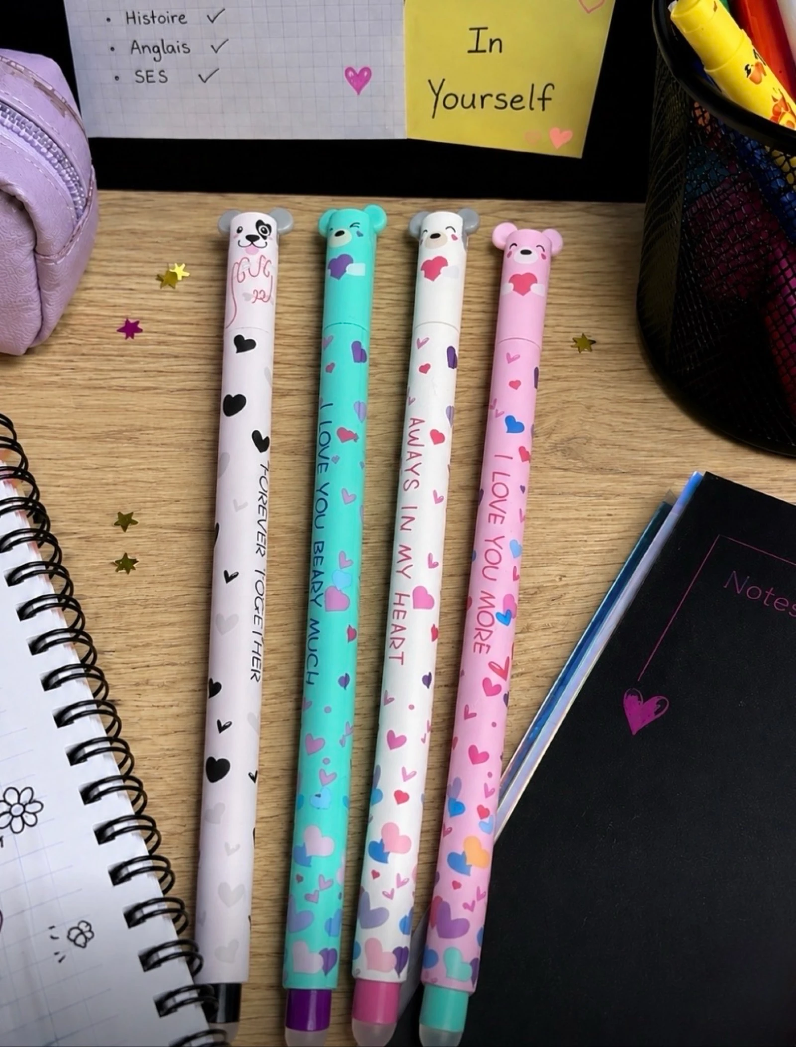 Lot de 4 stylos effaçables – Édition spéciale Saint-Valentin